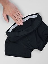 economico Boxer da uomo-Per uomo 3 pezzi Slip boxer Biancheria intima Slip Boxer Cotone Traspirante Liscio Nero