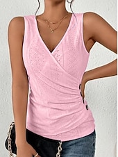 preiswerte Tank-Shirts &amp; kurze Jäckchen für Damen-Damen Camisole Tank Top Ösen-Top grundlegende Knöpfe ärmellos reguläre Tops V-Ausschnitt lässig Schwarz Weiß Pink Blau Lila