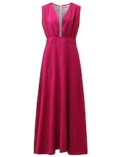 abordables Robes de vacances-robe décontractée pour femme robe balançoire robe florale robe longue robe maxi vert bleu rose sans manches imprimé fleuri printemps été profond v chaud quotidien 2023 s m l xl xxl