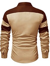 economico camicia da uomo con bottoni-Per uomo Camicia Camicia estiva Camicia con bottoni Maglietta informale Nero Vino Rosso Blu Marrone Manica lunga Color Block Bavero Strada Da mare Di base Abbigliamento Di tendenza Comodo