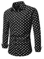 cheap Men&#039;s Button Up Shirts-Men&#039;s Shirt Button Up Shirt Casual Shirt Summer Shirt Black White Pink Blue Long Sleeve Polka Dot Lapel Daily Vacation Clothing Apparel Fashion Casual Comfortable