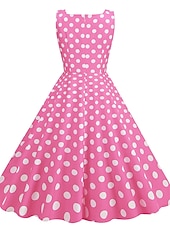 preiswerte Kleider-Retro Vintage 1950er Rockabilly Knielang Swing-Kleid Ausgestelltes Kleid Ärmellos Tupfen Kostüm Damen Karneval Maskerade Party / Abend Alltagskleidung Lässig Erwachsene Kleid Frühling &amp; Sommer