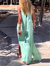 ieftine Rochii cu dungi și geometrice-Rochie Maxi pentru Femei Rochie Casual Rochie Slip Imprimat Geometric Curea Casual de Zi cu Zi Întâlnire fără Mâneci Vară Primăvară