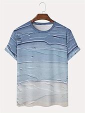 זול חולצות טריקו קז&#039;ואל לגברים-בגדי ריקוד גברים חולצה קצרה טופ טי שרוול קצר צווארון עגול קצר קיץ שיפוע אופנתי מעצב בסיסי חופשה רחוב ליציאה כחול חולצה עליונה לגברים