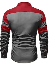 economico camicia da uomo con bottoni-Per uomo Camicia Camicia estiva Camicia con bottoni Maglietta informale Nero Vino Rosso Blu Marrone Manica lunga Color Block Bavero Strada Da mare Di base Abbigliamento Di tendenza Comodo