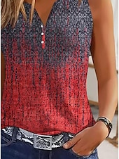 voordelige Grafische winkel Tanktops &amp; Camis-Dames Camisole Tanktop Actieve Casual Ombre Print Mouwloos Reguliere Tops V Hals Casual Dagelijks Zwart Wijn Rood Zomer