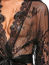 billige Sexy undertøy-kvinners pyjamas nattkjole nattskjortekjole ren farge enkel tilfeldig myk hjem daglig seng polyester pustende v wire langermet sommer vår hjemmeantrekk