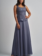 cheap With Jacket-Two Piece A-Line Mother of the Bride Dress Elegant Wrap Included Square Neck Floor Length Chiffon Lace 3/4 Length Sleeve with Appliques 2025 free custom size