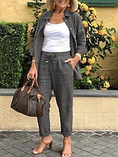 cheap Sets-Women&#039;s Cotton Linen Sets Two Piece Sets Fashion Casual Comfort Home Daily Vacation Linen Summer Spring Home Outfits