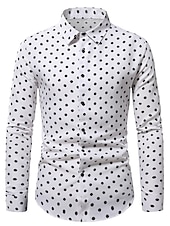 cheap Men&#039;s Button Up Shirts-Men&#039;s Shirt Button Up Shirt Casual Shirt Summer Shirt Black White Pink Blue Long Sleeve Polka Dot Lapel Daily Vacation Clothing Apparel Fashion Casual Comfortable