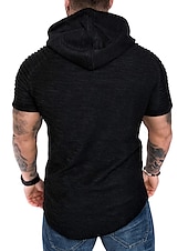 abordables Camisetas casuales de hombre-Hombre Camiseta Camiseta superior Mangas cortas Con Capucha Verano Plano delgado plisado Moda Deportes Básico Vacaciones Calle Noche Negro Blanco Azul Marino Camiseta superior para hombre
