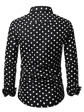 cheap Men&#039;s Button Up Shirts-Men&#039;s Shirt Button Up Shirt Casual Shirt Summer Shirt Black White Pink Blue Long Sleeve Polka Dot Lapel Daily Vacation Clothing Apparel Fashion Casual Comfortable