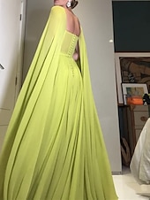 levne žlutá-Plážová svatba A-line večerní šaty elegantní šaty formální svatební host podlahová délka bez rukávů bez ramínek pláště šifon s řasením