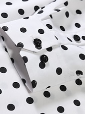 cheap Men&#039;s Button Up Shirts-Men&#039;s Shirt Button Up Shirt Casual Shirt Summer Shirt Black White Pink Blue Long Sleeve Polka Dot Lapel Daily Vacation Clothing Apparel Fashion Casual Comfortable