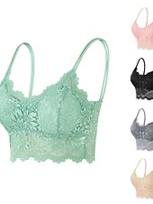 cheap Bras-Women&#039;s Lace Bras Sheer Bras 3/4 Cup V Neck Push Up Lace Pure Color Pull-On Closure Date Valentine&#039;s Day Casual Daily Nylon Sexy 1PC White Black / Bras &amp; Bralettes / 1 PC Home Outfits