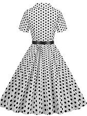levne Šaty-Retro 50. léta Rockabilly Ke kolenům Houpací šaty Flare šaty Košilové šaty S páskem Puntíky Maškarní kostým Dámské Karneval Plesová maškaráda Dovolená Večírek Na den Dospělé Šaty Jaro léto