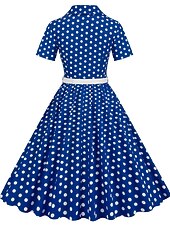 levne Šaty-Retro 50. léta Rockabilly Ke kolenům Houpací šaty Flare šaty Košilové šaty S páskem Puntíky Maškarní kostým Dámské Karneval Plesová maškaráda Dovolená Večírek Na den Dospělé Šaty Jaro léto