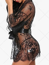 billige Sexy undertøy-kvinners pyjamas nattkjole nattskjortekjole ren farge enkel tilfeldig myk hjem daglig seng polyester pustende v wire langermet sommer vår hjemmeantrekk