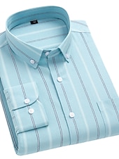 economico camicie oxford da uomo-Per uomo Camicie Camicia a righe Camicia non stirabile Camicia Oxford Banda Matrimonio Da mare grigio blu Giallo Verde chiaro Blu Manica lunga Collo ripiegabile Per tutte le stagioni Abbigliamento