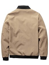お買い得  メンズジャケット＆コート-男性用 ボンバージャケット トランジションジャケット スポーツ・アウトドア 防風 クラシック オールシーズン 純色 クラシック・タイムレス クルーネック レギュラー ブラック ルビーレッド グリーン カーキ色 ダークブルー ジャケット