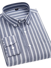 economico camicie oxford da uomo-Per uomo Camicie Camicia a righe Camicia non stirabile Camicia Oxford Banda Matrimonio Da mare grigio blu Giallo Verde chiaro Blu Manica lunga Collo ripiegabile Per tutte le stagioni Abbigliamento