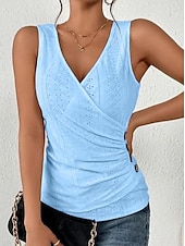 preiswerte Tank-Shirts &amp; kurze Jäckchen für Damen-Damen Camisole Tank Top Ösen-Top grundlegende Knöpfe ärmellos reguläre Tops V-Ausschnitt lässig Schwarz Weiß Pink Blau Lila