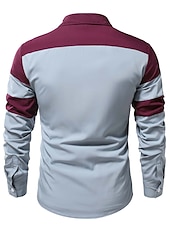 economico camicia da uomo con bottoni-Per uomo Camicia Camicia estiva Camicia con bottoni Maglietta informale Nero Vino Rosso Blu Marrone Manica lunga Color Block Bavero Strada Da mare Di base Abbigliamento Di tendenza Comodo