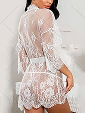 billige Sexy undertøy-kvinners pyjamas nattkjole nattskjortekjole ren farge enkel tilfeldig myk hjem daglig seng polyester pustende v wire langermet sommer vår hjemmeantrekk