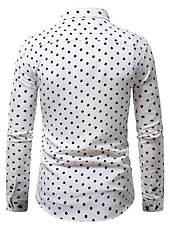 cheap Men&#039;s Button Up Shirts-Men&#039;s Shirt Button Up Shirt Casual Shirt Summer Shirt Black White Pink Blue Long Sleeve Polka Dot Lapel Daily Vacation Clothing Apparel Fashion Casual Comfortable