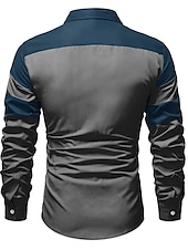 economico camicia da uomo con bottoni-Per uomo Camicia Camicia estiva Camicia con bottoni Maglietta informale Nero Vino Rosso Blu Marrone Manica lunga Color Block Bavero Strada Da mare Di base Abbigliamento Di tendenza Comodo