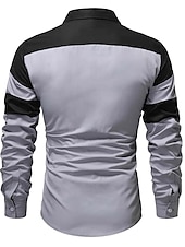 economico camicia da uomo con bottoni-Per uomo Camicia Camicia estiva Camicia con bottoni Maglietta informale Nero Vino Rosso Blu Marrone Manica lunga Color Block Bavero Strada Da mare Di base Abbigliamento Di tendenza Comodo