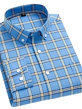 economico camicie oxford da uomo-Per uomo Camicie Camicia a righe Camicia non stirabile Camicia Oxford Banda Matrimonio Da mare grigio blu Giallo Verde chiaro Blu Manica lunga Collo ripiegabile Per tutte le stagioni Abbigliamento