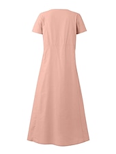 levne Šaty-Dámské Světlá růžová Nebeská modř Khaki Léto Maxi dlouhé šaty Maxi šaty Bavlněné lněné šaty Volnočasové šaty Jednobarevné Denní Volný Tričkový
