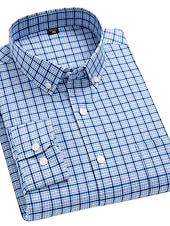 economico camicie oxford da uomo-Per uomo Camicie Camicia a righe Camicia non stirabile Camicia Oxford Banda Matrimonio Da mare grigio blu Giallo Verde chiaro Blu Manica lunga Collo ripiegabile Per tutte le stagioni Abbigliamento