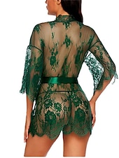 billige Sexy undertøy-kvinners pyjamas nattkjole nattskjortekjole ren farge enkel tilfeldig myk hjem daglig seng polyester pustende v wire langermet sommer vår hjemmeantrekk