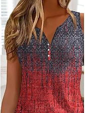 voordelige Grafische winkel Tanktops &amp; Camis-Dames Camisole Tanktop Actieve Casual Ombre Print Mouwloos Reguliere Tops V Hals Casual Dagelijks Zwart Wijn Rood Zomer