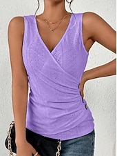preiswerte Tank-Shirts &amp; kurze Jäckchen für Damen-Damen Camisole Tank Top Ösen-Top grundlegende Knöpfe ärmellos reguläre Tops V-Ausschnitt lässig Schwarz Weiß Pink Blau Lila