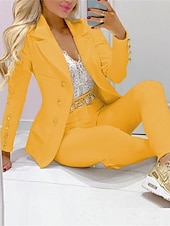 preiswerte Blazer &amp; Anzüge-Damen Anzüge B¨¹ro Arbeit Freizeitskleidung Frühling Herbst Standard Mantel Regular Fit warm Windundurchlässig Atmungsaktiv Stilvoll Moderne Moderner Stil Jacken Langarm Feste Farbe Mit Taschen