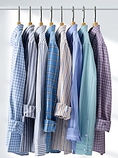 economico camicie oxford da uomo-Per uomo Camicie Camicia a righe Camicia non stirabile Camicia Oxford Banda Matrimonio Da mare grigio blu Giallo Verde chiaro Blu Manica lunga Collo ripiegabile Per tutte le stagioni Abbigliamento