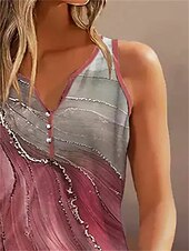 voordelige Grafische winkel Tanktops &amp; Camis-Dames Camisole Tanktop Actieve Casual Ombre Print Mouwloos Reguliere Tops V Hals Casual Dagelijks Zwart Wijn Rood Zomer