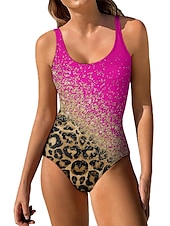 abordables Maillots de bain une pièce-Maillots de bain pour femmes Maillot de bain une pièce Imprimé Vêtements de plage d&#039;été Léopard sans manches