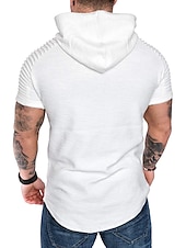 abordables Camisetas casuales de hombre-Hombre Camiseta Camiseta superior Mangas cortas Con Capucha Verano Plano delgado plisado Moda Deportes Básico Vacaciones Calle Noche Negro Blanco Azul Marino Camiseta superior para hombre