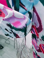 tanie Bluzki damskie garniturowe-Damskie Zestaw sukienek Codzienne sukienki Sukienka ołówkowa Sukienka z nadrukiem Moda Moda miejska Graficzny Abstrakcja Nadruk Sukienka maxi Długi rękaw Na jedno ramię Na zewnątrz Urlop Czerwony