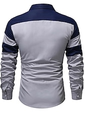 economico camicia da uomo con bottoni-Per uomo Camicia Camicia estiva Camicia con bottoni Maglietta informale Nero Vino Rosso Blu Marrone Manica lunga Color Block Bavero Strada Da mare Di base Abbigliamento Di tendenza Comodo