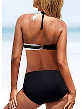 halpa Bikinisetit-Naisten Normaali Uima-asut Bikinit Uimapuku 2-osainen Raita Tulostus Ranta-asut Punnerrus Raidoitettu Hihaton Uimapuvut