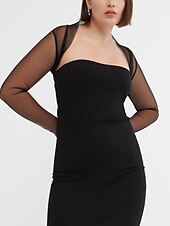preiswerte Wraps für Hochzeitsgäste-Schals Damenumhang Elegant Rein Sonnenschutz Langarm Tüll Hochzeit Schals Mit Unifarbe Für Party Frühling &amp; Sommer