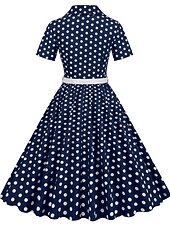 levne Šaty-Retro 50. léta Rockabilly Ke kolenům Houpací šaty Flare šaty Košilové šaty S páskem Puntíky Maškarní kostým Dámské Karneval Plesová maškaráda Dovolená Večírek Na den Dospělé Šaty Jaro léto