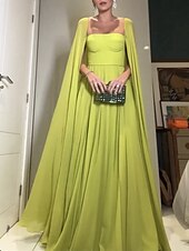 levne žlutá-Plážová svatba A-line večerní šaty elegantní šaty formální svatební host podlahová délka bez rukávů bez ramínek pláště šifon s řasením