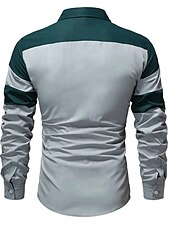 economico camicia da uomo con bottoni-Per uomo Camicia Camicia estiva Camicia con bottoni Maglietta informale Nero Vino Rosso Blu Marrone Manica lunga Color Block Bavero Strada Da mare Di base Abbigliamento Di tendenza Comodo