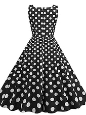 preiswerte Kleider-Retro Vintage 1950er Rockabilly Knielang Swing-Kleid Ausgestelltes Kleid Ärmellos Tupfen Kostüm Damen Karneval Maskerade Party / Abend Alltagskleidung Lässig Erwachsene Kleid Frühling &amp; Sommer